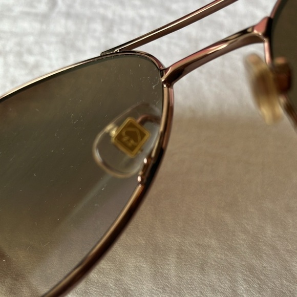 Kate Spade:Rose Gold Aviator (Joshelle) Sunglasses-case & cloth-brown lens-flaws - Picture 9 of 16